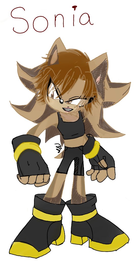 Still working on outfit ideas and hair styles but the rest is how she is . 

Sonia the hedgehog! 
I love how she turned out