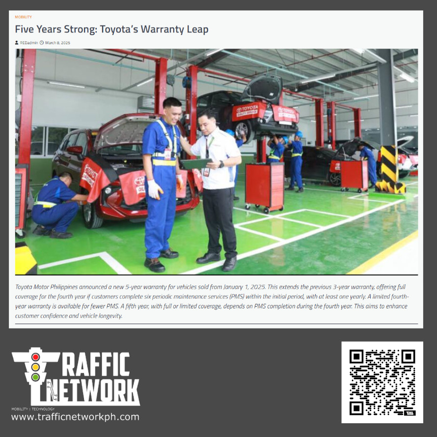 TrffcNtwrk_Ph's tweet image. Toyota Motor Philippines launches a comprehensive 5-Year Warranty for vehicles sold from 2025.

trafficnetworkph.com/five-years-str…

#TechDrivenMobility #ToyotaMotorPhilippines #TrafficNetworkPH
