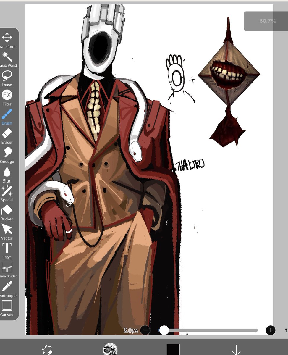 Minos prime but his outfit is flesh prison themed. Did this lil doodle as a break from my Gabriel painting. #minosprime #ultrakill