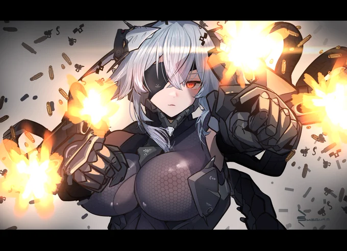 かっこいいM004さんを再掲!いつもはクールで論理的な特殊戦闘用アンドロイドだよ大きいのが人気みたいで時々大きくなって頑張るよ 
