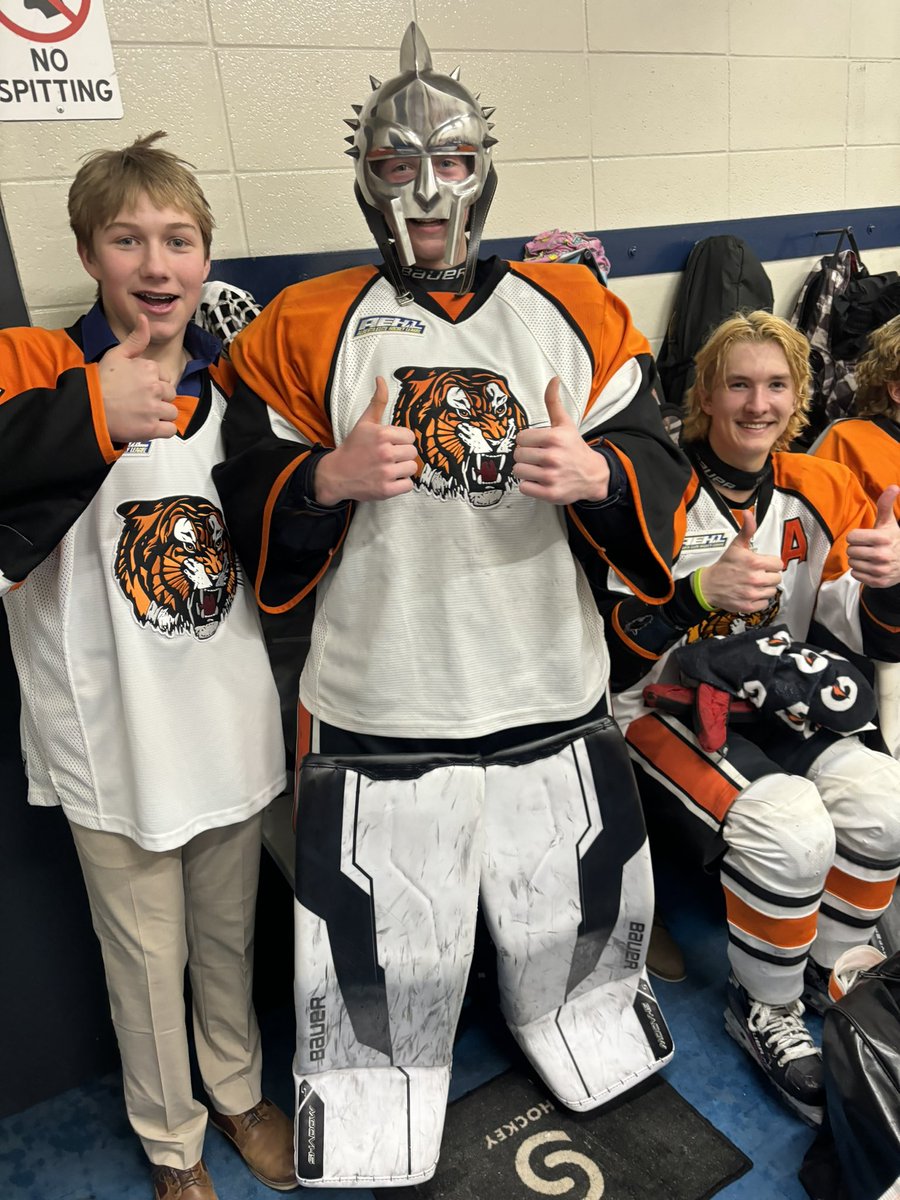 Tigers win the do or die ! 4-2 against the Calgary Northstars to move on to the second round for the third year in a row.  Tonight player of the game #1 Carson Jerome. “Jerry” shut the door tonight pushing the tigers to a win. Thanks to all the fans who made the drive to support
