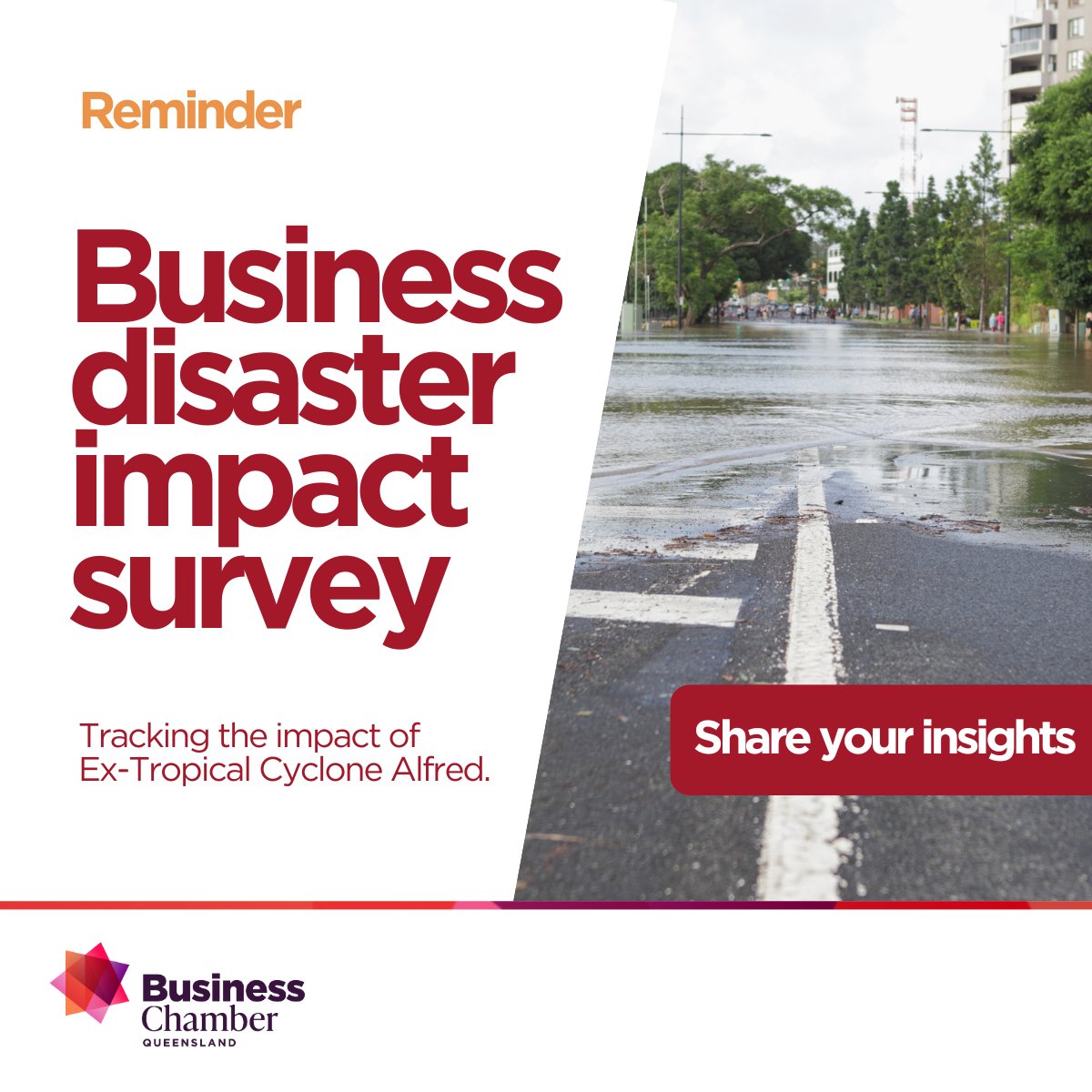 A reminder to all disaster-affected businesses in SEQ and surrounding areas, our disaster survey is now open. It only takes 3 minutes to complete, and your response will help us advocate for greater business recovery support. 

surveymonkey.com/r/Alfredbusine…