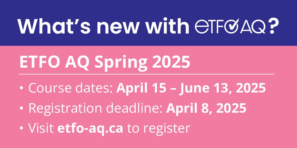 It's almost that time again! I hope you can join the ETFO AQ community, for some continued learning this spring! <a href="/etfoaq/">ETFO AQ</a> <a href="/ETFOeducators/">Elementary Educators</a>