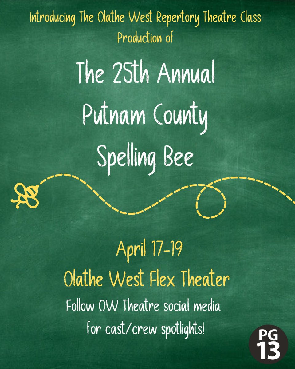 Grab your D-I-C-T-I-O-N-A-R-Y and get ready for The Olathe West Repertory Theatre class production of “The 25th Annual Putnam County Spelling Bee,” performing from April 17-19 Tix on sale soon!