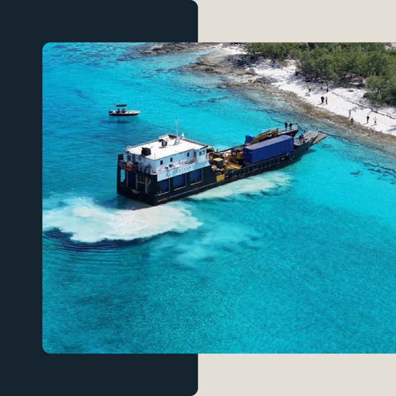 TurtlegrassCay's tweet photo. And so it begins: Developer Yntegra and Rosewood Hotels start digging in Sampson Cay’s North Bay to build unnecessary infrastructure for a high-density resort on Bahamian Crown Land. Like, share and join us in fighting to protect the lush seagrass beds and Exuma’s ecosystem: