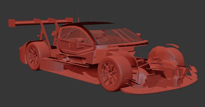 GT300の車を作っていますが、もう一つの新車も用意します。まず上周りは使えるパーツはほぼゼロなので、吹っ飛ばします。ミラーぐらいですね。それとレギュレーションで固定されているリアフェンダー付近を残しておきます。これで準備が完了しました時間を見つけてパパッと作ろうと思います。 