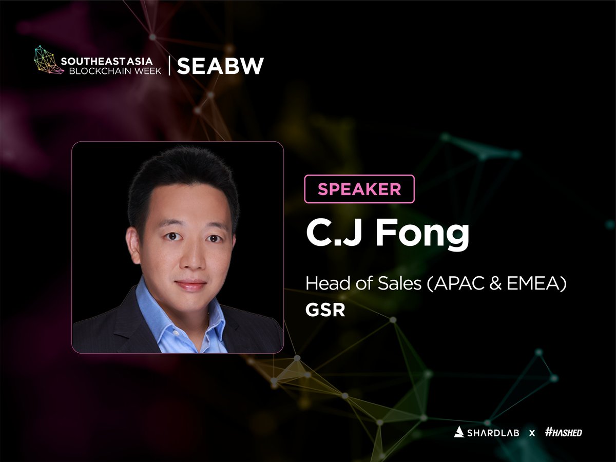 🎙️ Excited to welcome C.J. Fong to #SEABW2025! As Head of Sales (APAC &  EMEA) at @GSR_io, C.J. brings extensive experience in structured finance  and crypto market-making. From Morgan Stanley to Nomura