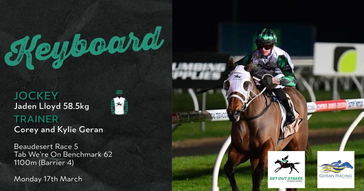 Keyboard is drawn to run a big race today. Good luck to a great bunch of owners today!