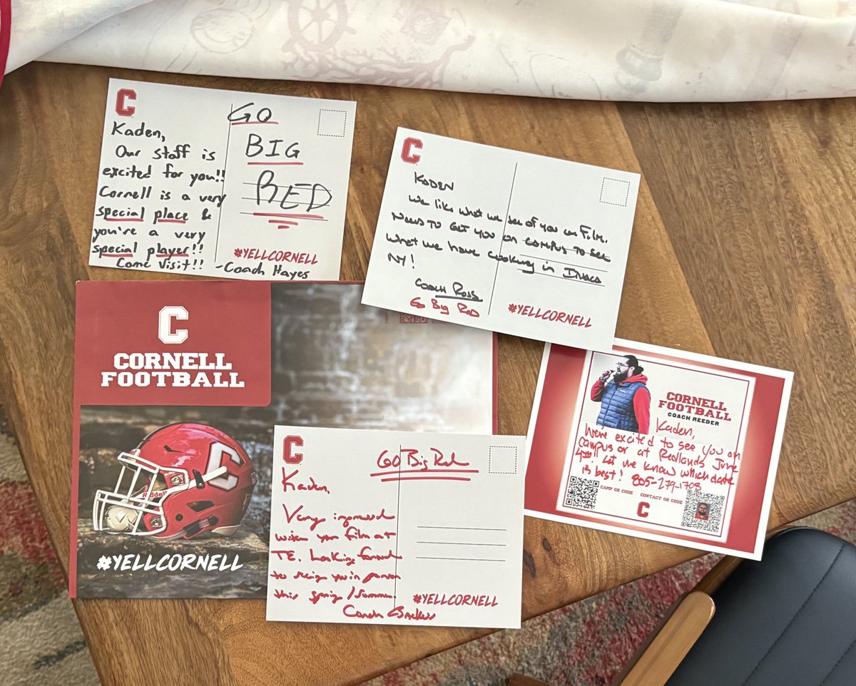 Thank you Cornell for the mail! Go Big Red! <a href="/Sean_Reeder/">Sean Reeder</a>