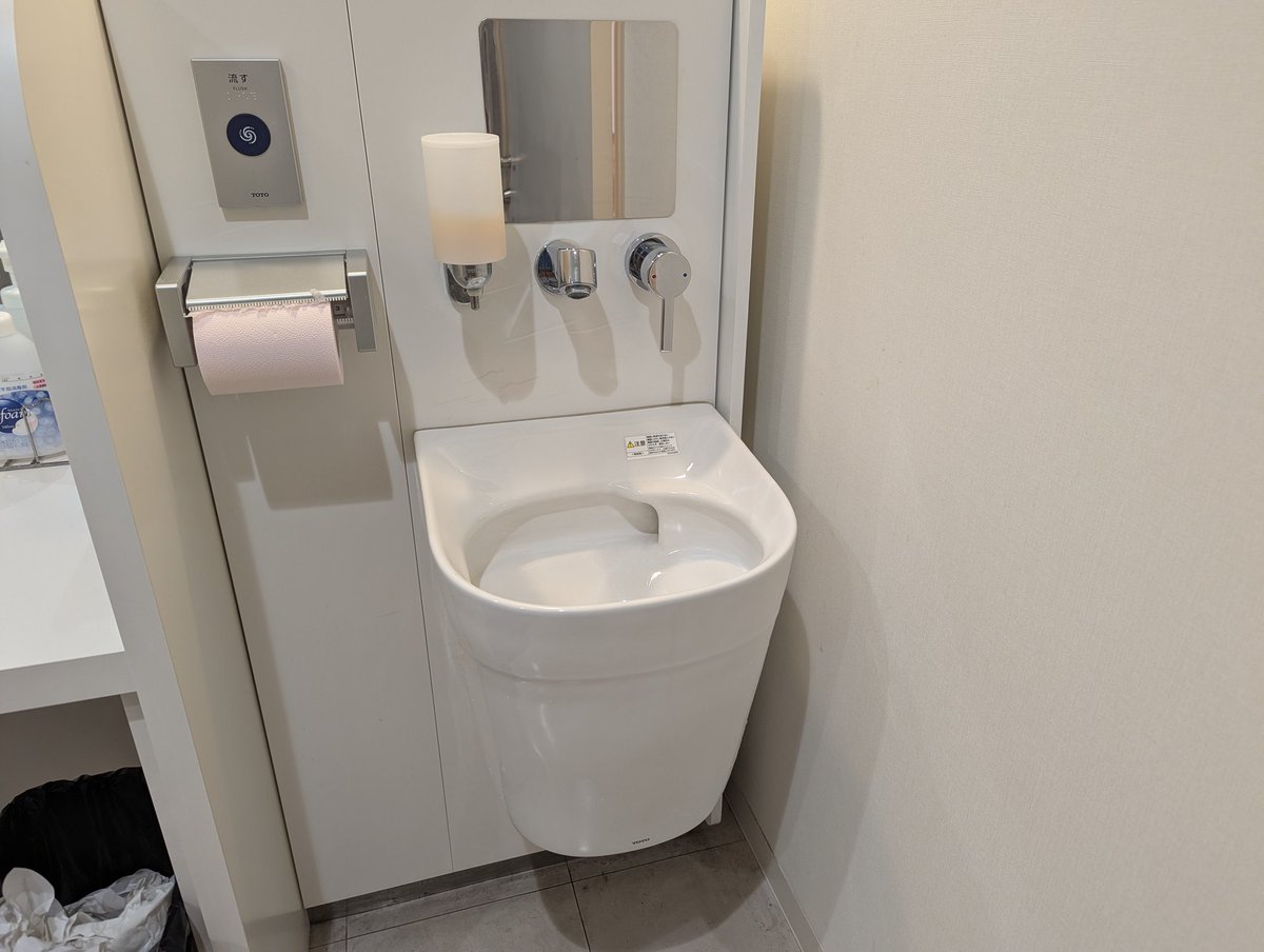 オストメイト用のトイレがあった。
せっかくなので初めてですが使用してみました。
確かにコレはコレで👌とはいえもう普通の便座に座って排泄する方法に慣れたのでどっちでも良いかな！