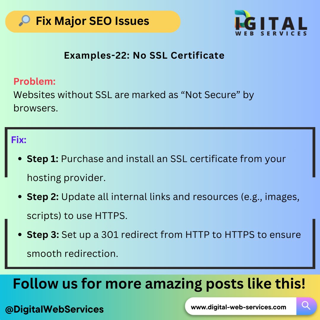 digitalwebservs's tweet image. #FixSEOIssues: 🔒No SSL Certificate? Your Website is at Risk! 

visit: digital-web-services.com/major-seo-issu… 

▾▾▾▾
#SSL #WebsiteSecurity #CyberSecurity #HTTPS #SSLCertificate #OnlineSafety #SecureBrowsing #SEO #DigitalMarketing