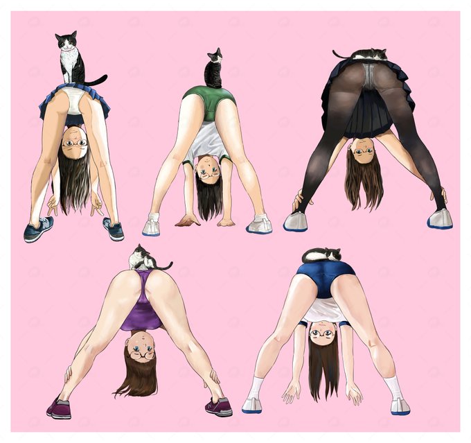 過去絵の「股のぞきポーズ」 愛猫あ～ちゃん いつもココで草