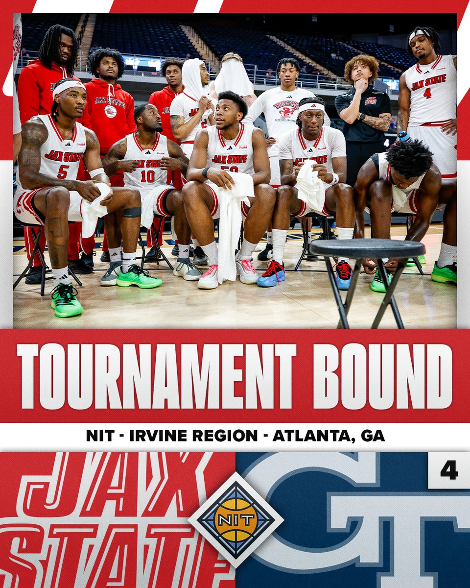 🏀 NIT BOUND 🏀

<a href="/JaxStateMBB/">Jax State Basketball</a> is set to take on No. 4 Georgia Tech in the first round of the <a href="/NITMBB/">NIT</a>!

#NoLimitsOnUs