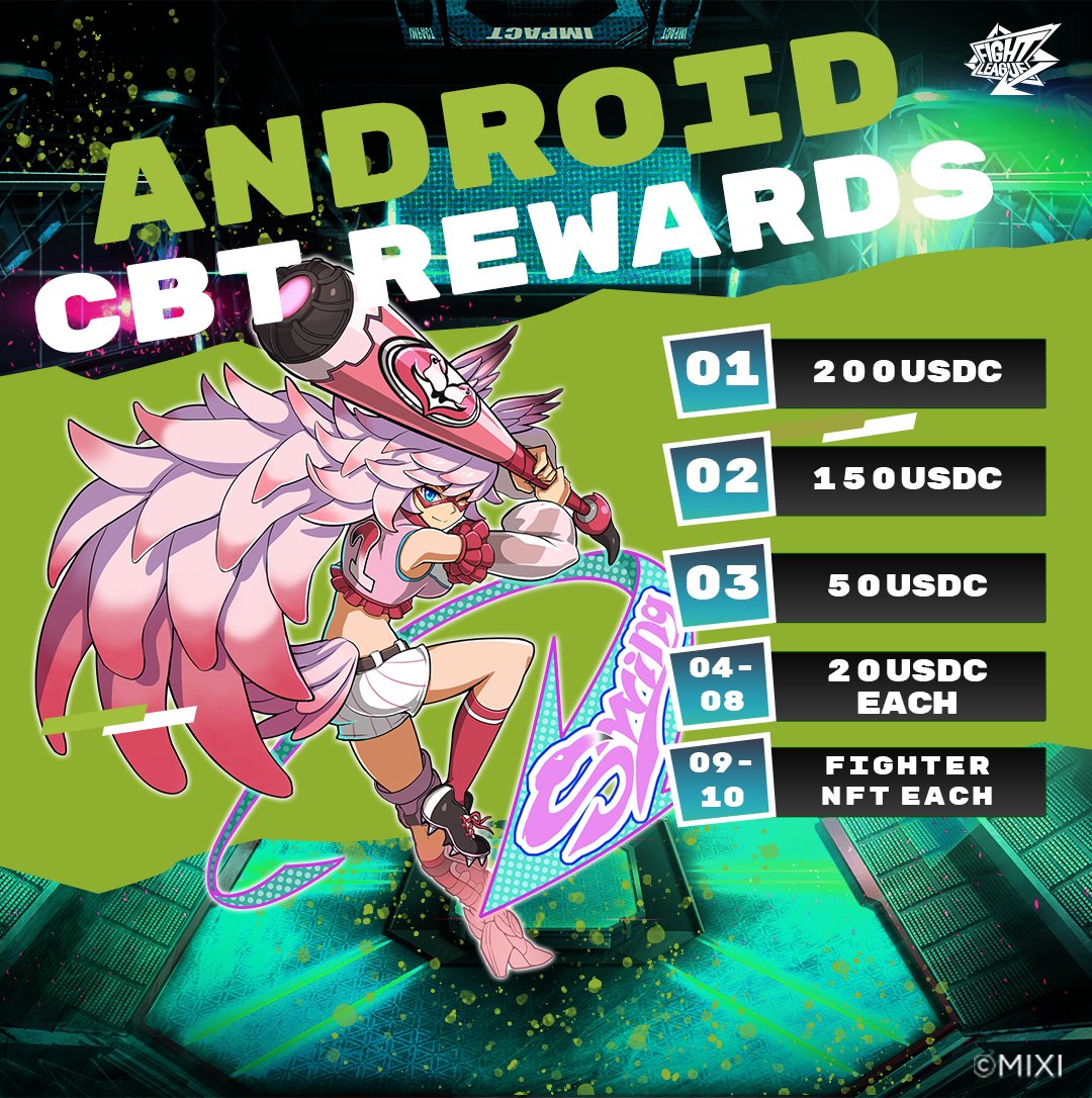 The wait is almost over! Our Survival Game CBT is just around the corner, starting with Android users first, followed by iOS. 🔥

📢 First CBT Details (Android)
🗓 March 27, 12 PM JST – March 30, 12 PM JST
🏆 $1,000 USDC and 4 Fighter NFTs up for grabs
📱Open to everyone!