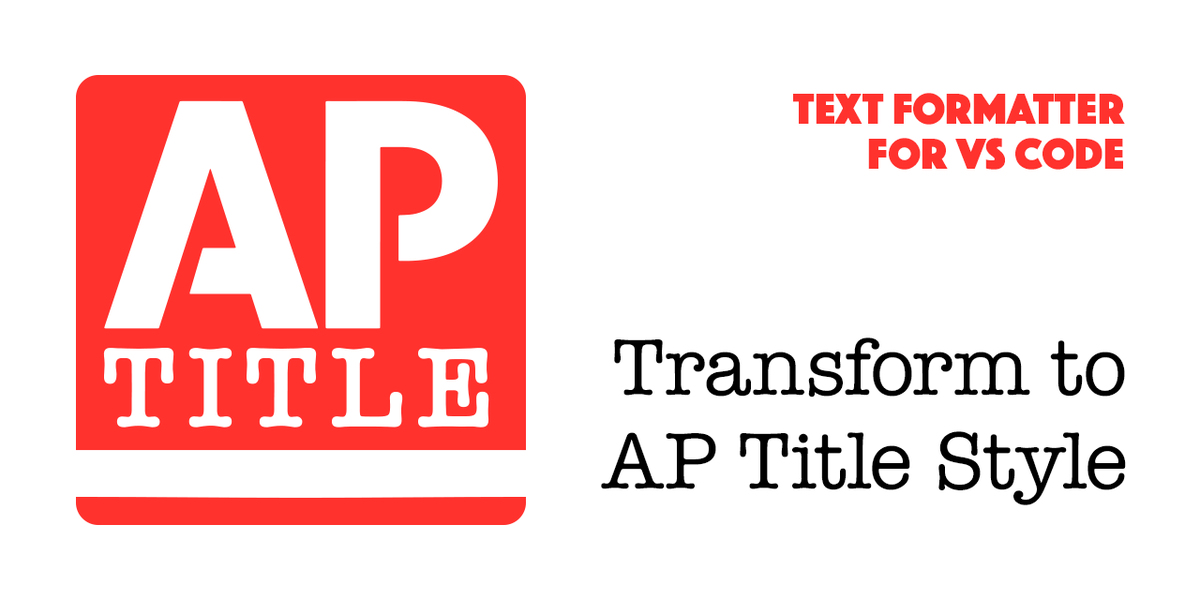 don1138's tweet photo. Published my first VS Code extension: Transform to AP Title Style

It formats text into Article Title style per AP Style Guide, which means “Capitalize everything except the prepositions”.

Niche use case, but if you copysmith in VS Code, give it a try!

https://t.co/SsQCfvvuUp https://t.co/OG1yvvf4YR