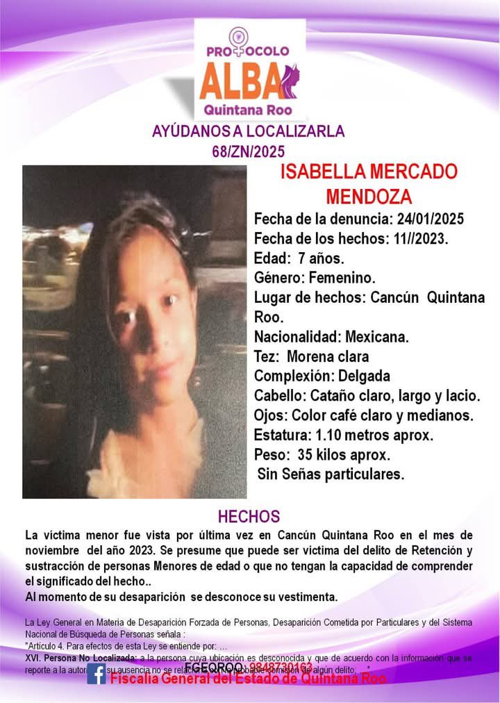 🚨❌CHIQUITA DE 9 AÑOS DESAPARECIÓ EN #CANCUN Y DESDE EL 2023 NO SE SABE DE ELLA. 
AYÚDANOS A COMPARTIR.