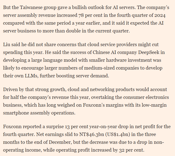 hyper_uppercut's tweet image. Foxconn generally a good indicator and right now pointing to Jevons paradox holding true