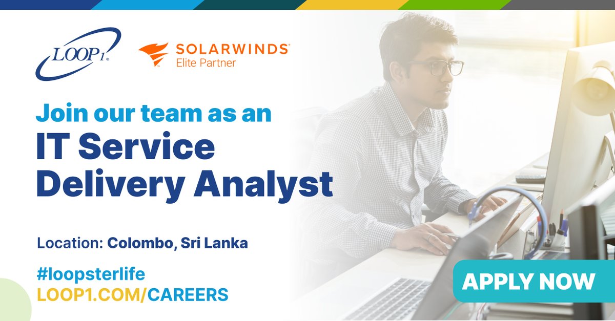 Loop1Global's tweet image. We&apos;re hiring! Loop1 is looking for an IT Service Delivery Analyst to join our successful Sri Lanka team.

Are you interested in joining us?

View the job and apply here:
hubs.ly/Q03c0R2T0

#loop1 #hiring #loopster #srilanka #itservices #teambuilding #careers