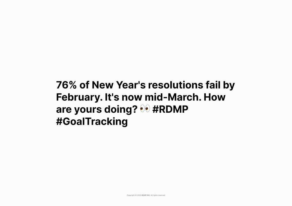 chidiemeh184's tweet image. 76% of New Year’s resolutions fail due to lack of tracking progress #RDMP #GoalTracking