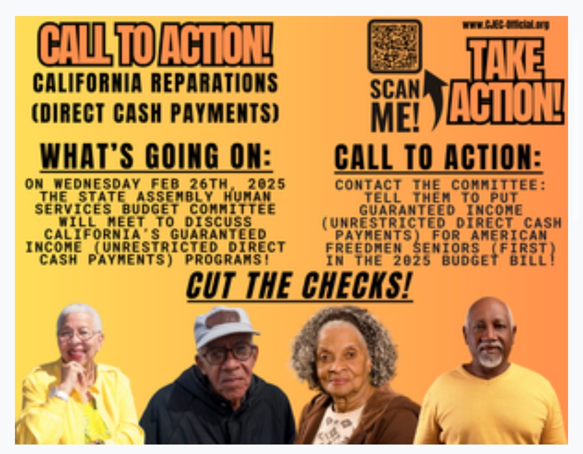 Chad_Boogie's tweet photo. Each time you complete a @cjecofficial call to action, you move us collectively one step closer to #Reparations.
I just did all 4.
It took less than 5 mins.
Do you 🫵🏾 have 5 mins for justice right now?
#CAReparations #CutTheCheck #Seniors1st #ab1315 #CAFAA #NOstudy‼️✊🏾💪🏾🇺🇸 https://t.co/MD6NYVnqOh