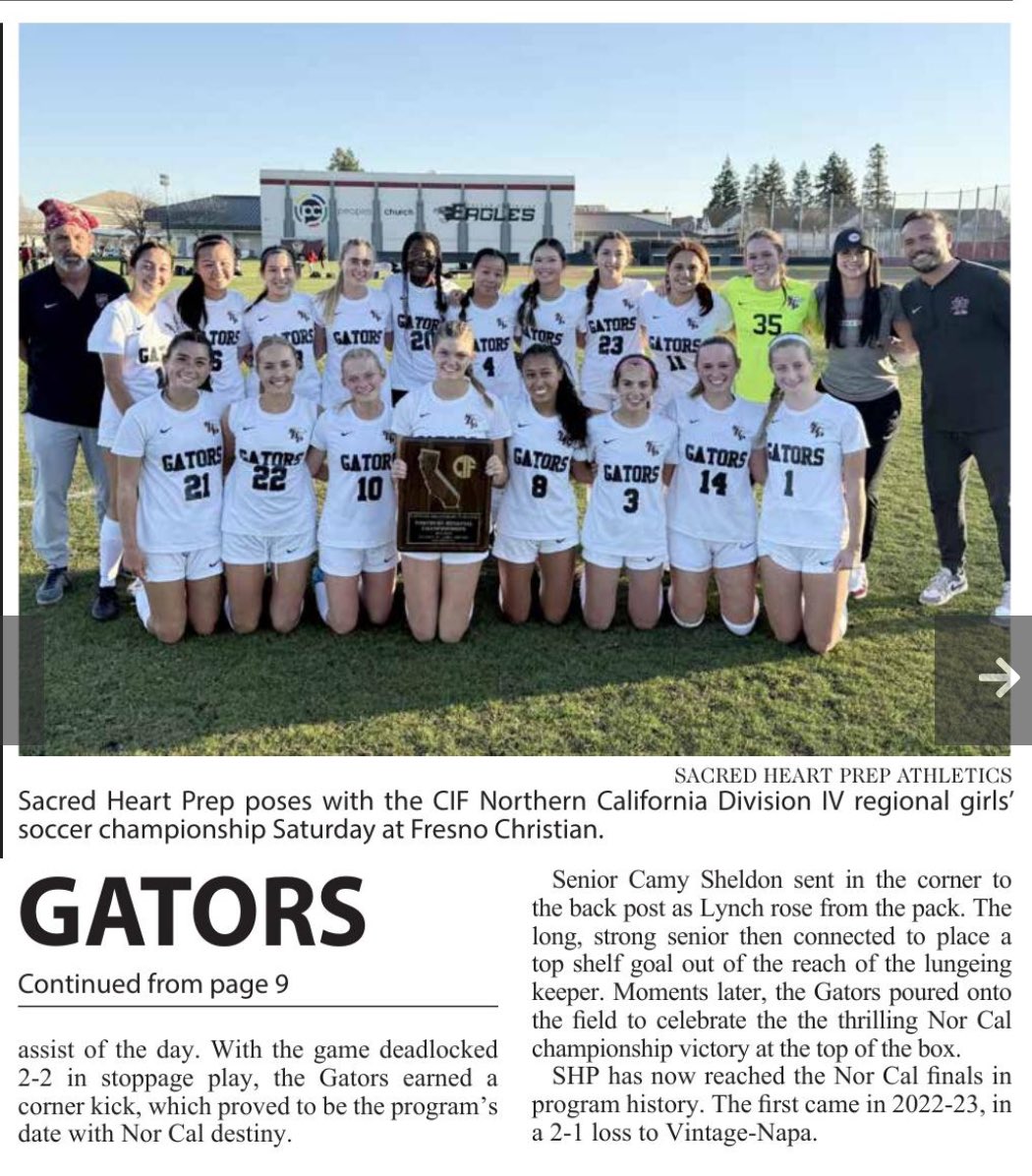 SandraSFGiants's tweet photo. SHP Soccer’s first-ever CIF NorCal Regional Championship🏆⚽️🐊

So proud &amp; thankful to watch these amazing girls from the sideline 🫶

➡️ Tap in to see me take flight after the game winning goal ✈️😂

Thanks to @etergen_sports for capturing some incredible moments of our team 🙏 https://t.co/e4ytBc0KIR