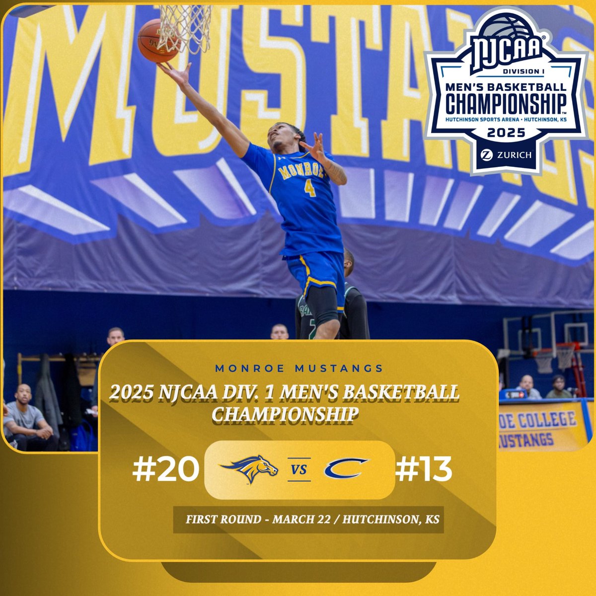 IT’S TOURNEY TIME!

The Monroe Mustangs are headed to Hutch! Entering the NJCAA Division I Men’s Basketball Championship as the #20 seed, we’re ready to battle #13 Chipola College on March 22 in Hutchinson, KS.

#GoHereGrowHere