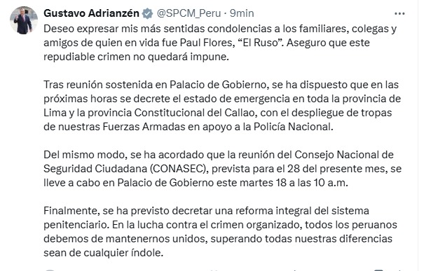 El gobierno vuelve a declarar estado de emergencia para ‘frenar’ la delincuencia. ¿Cuántas veces más van a repetir la misma medida sin resultados reales?. #EstadoDeEmergencia
#extorsión