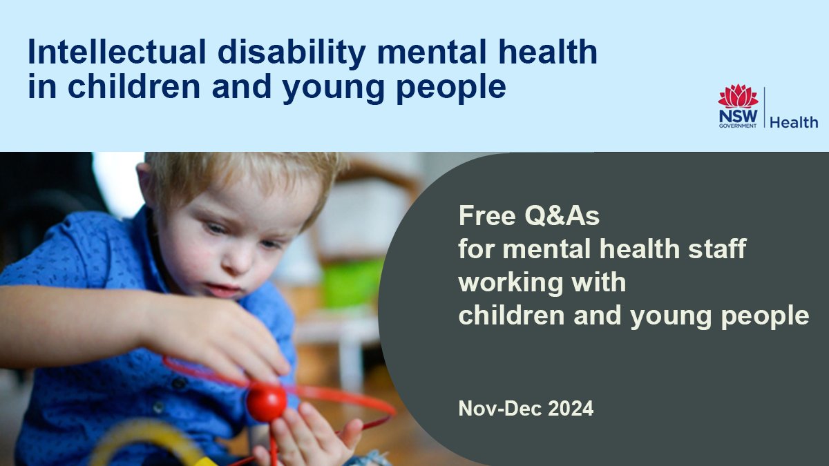 Recordings now available: Q&amp;A sessions for mental health staff working with children and young people with intellectual disability.

• Mental health assessment 3dn.unsw.edu.au/resources/heal…
• Treatment and management 3dn.unsw.edu.au/resources/heal…
• Services collaboration
