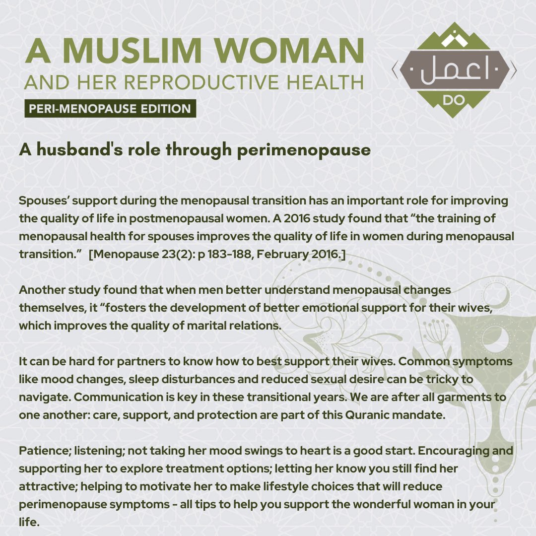 dolearningZA's tweet image. 13. A partner’s role through perimenopause 

#DoLearning #RamadanSeries #MuslimWoman #perimenopause #Islam