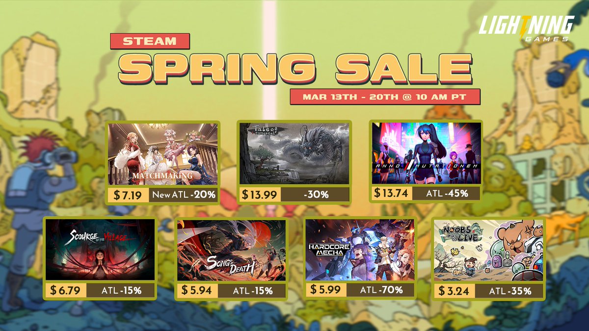 LightNgames's tweet image. 3 days left in #SteamSpringSale🌿
Have you grabbed the games on your wishlist yet?
We've got 7 awesome games on sale—different styles, same fun. Take your pick! 🎮store.steampowered.com/publisher/Ligh…