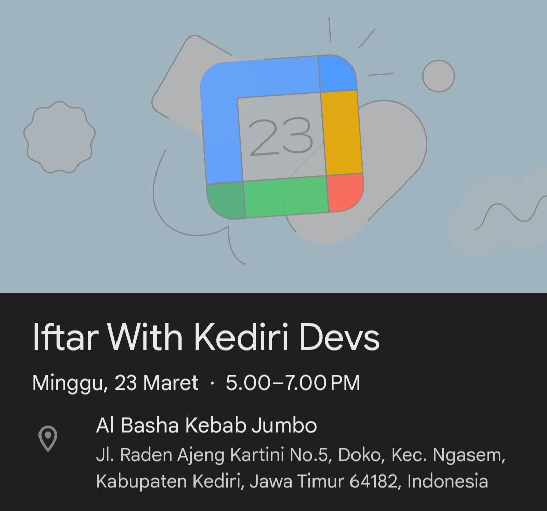 Halo teman-teman remote warriors! 👨‍💻✨️

Bagaimana kabarnya? sudah lama ya tidak berjumpa. Nah, agar silaturahmi tidak terputus, yuk kita kumpul lagi sekalian buka bersama. 🍽🌙

Info detailnya. 👇 Konfirmasi kehadiran bisa DM ya. Ditunggu!