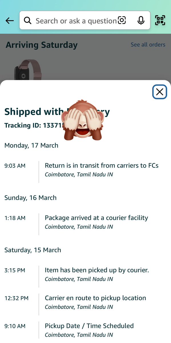 gowriwaves's tweet photo. @amazonIN 

Why this is happening?

This is the second order in a row. Without any communication order is said it’s getting returned for no reason and the first order is provided with refund.

Pls justify. https://t.co/O4RyfIAZDx