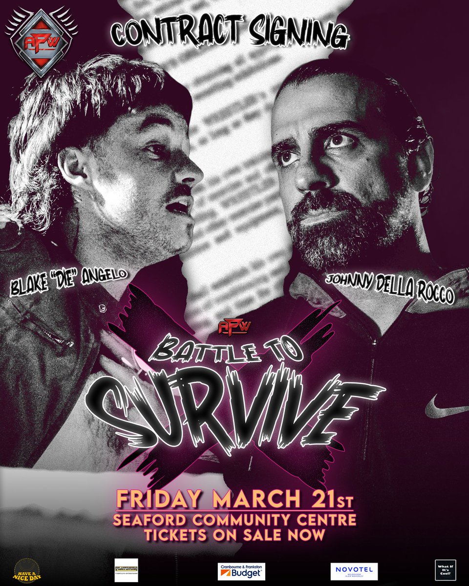 AdrenalinePW's tweet photo. It's been ON SIGHT for Blake "Die" Angelo and Johnny Della Rocco since December.
At #APWBattle, both men have agreed to an official contract signing for a match to FINALLY settle their differences.
TICKETS SELLING FAST π https://t.co/kNSRFAHMQ0 https://t.co/CHm64FfDOu