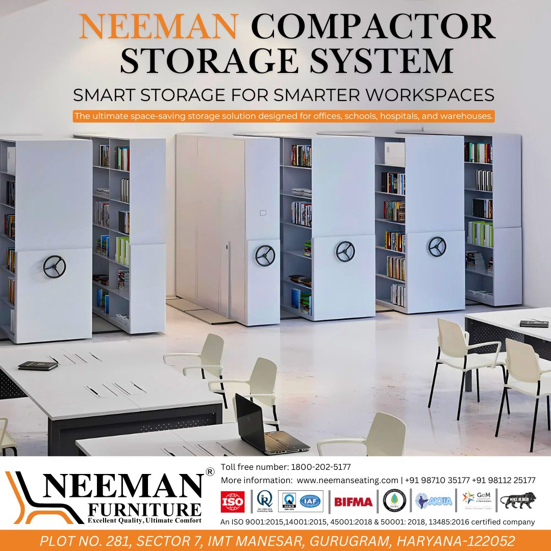 Neemanfurniture's tweet image. Neeman Compactor storage system.
Smart Storage for Smarter Workspaces
The ultimate space-saving storage solution designed for offices, schools, hospitals, and warehouses.

#compactorstorage #compactor #storagesolutions #compactorstoragesystem #officefurniture  #neemanfurniture