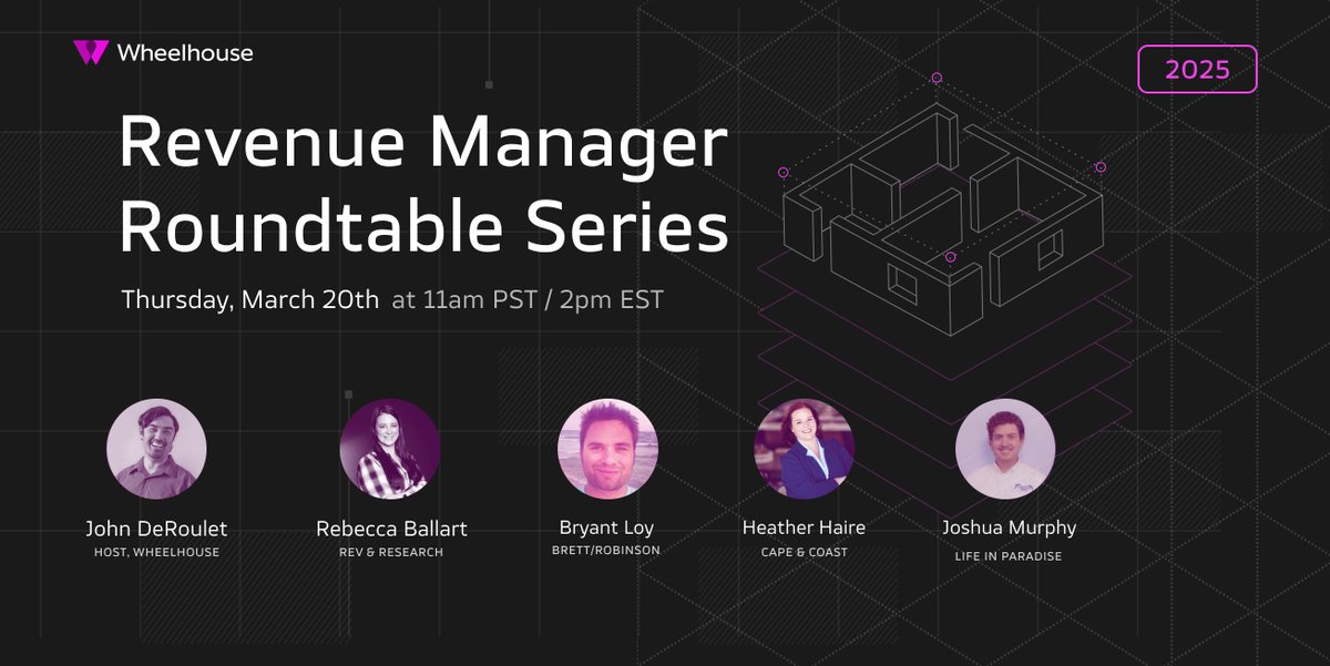 The spring edition of our Revenue Manager Roundtable is this week. 🌷

Join us and some industry experts on Thursday, March 20th as we break down:

📈Trends we’re seeing this spring 
📆What’s driving bookings across the space

Register here → hubs.ly/Q03c0RJL0