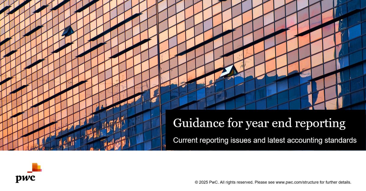 It's essential to stay informed about current reporting issues &amp; the latest accounting standards for year ends. #PwC has a wealth of guidance on year end reporting. More: viewpoint.pwc.com/dt/gx/en/pwc/i…
 
#PwCChina #IFRS