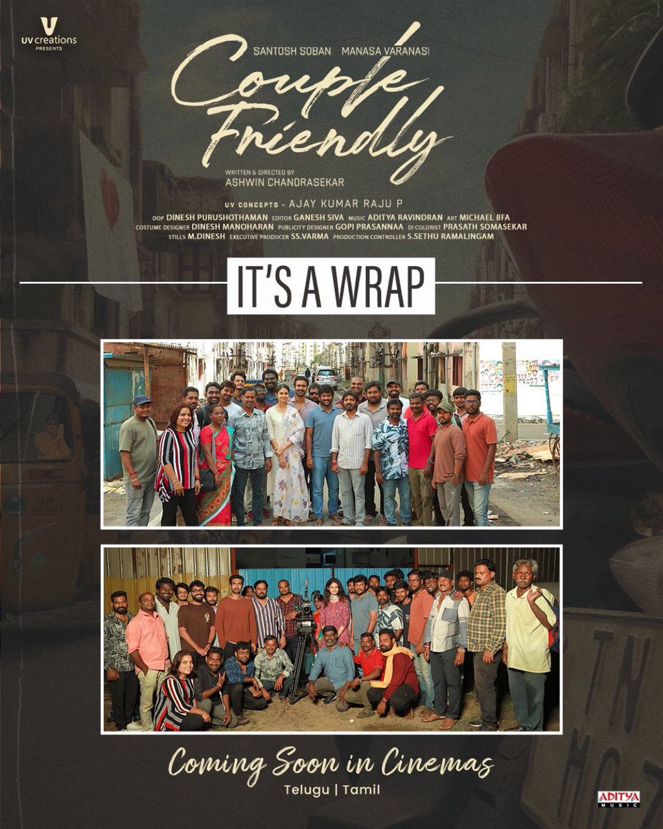 Suresh PRO (@sureshpro_) on Twitter photo 2025 will be the year of love! ❤️✨
The heart-full romantic entertainer #CoupleFriendly has completed its shoot and is all set to bring laughter & love to the big screens! 🎬🎭
Coming soon in cinemas.
Telugu-Tamil.
<a href="/santoshsoban/">Santosh Soban</a> <a href="/varanasi_manasa/">Manasa Varanasi</a> <a href="/manojac/">Ashwin Chandrasekar</a> <a href="/ajayraju911/">ajayraju p</a> <a href="/DKP_DOP/">Dineshkumarpurushothaman</a> 2025 will be the year of love! ❤️✨
The heart-full romantic entertainer #CoupleFriendly has completed its shoot and is all set to bring laughter & love to the big screens! 🎬🎭
Coming soon in cinemas.
Telugu-Tamil.
<a href="/santoshsoban/">Santosh Soban</a> <a href="/varanasi_manasa/">Manasa Varanasi</a> <a href="/manojac/">Ashwin Chandrasekar</a> <a href="/ajayraju911/">ajayraju p</a> <a href="/DKP_DOP/">Dineshkumarpurushothaman</a>