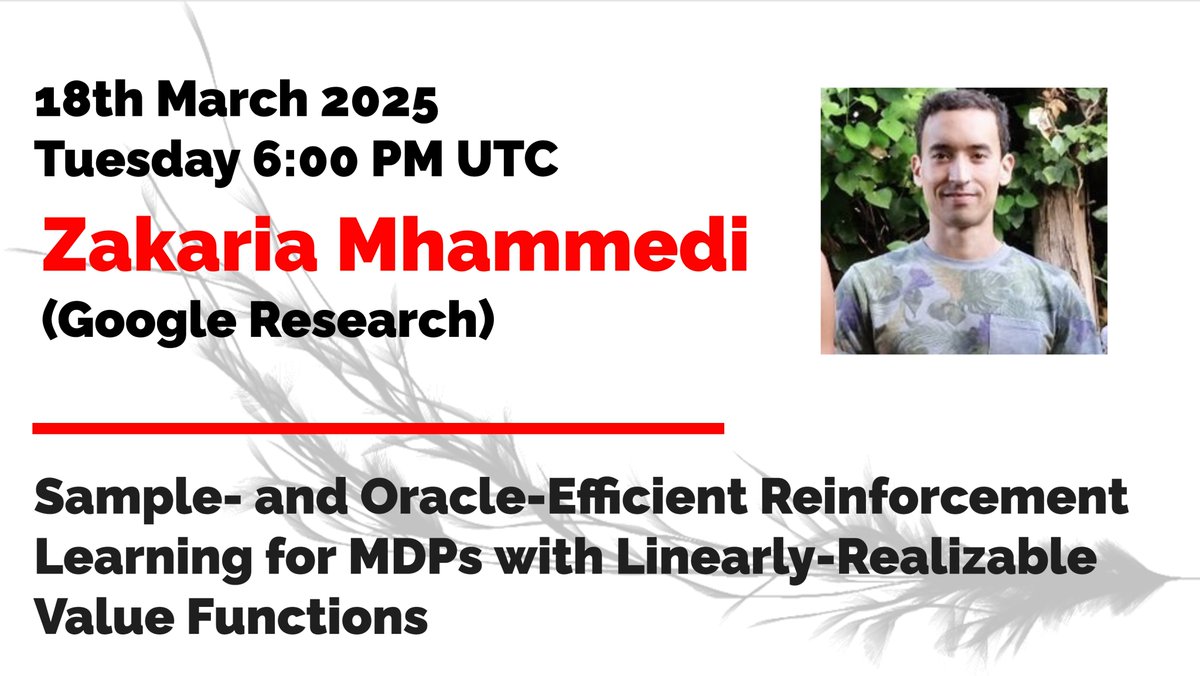 RLtheory's tweet image. Join us tomorrow for Zakaria's seminar! We are really looking forward to it :)