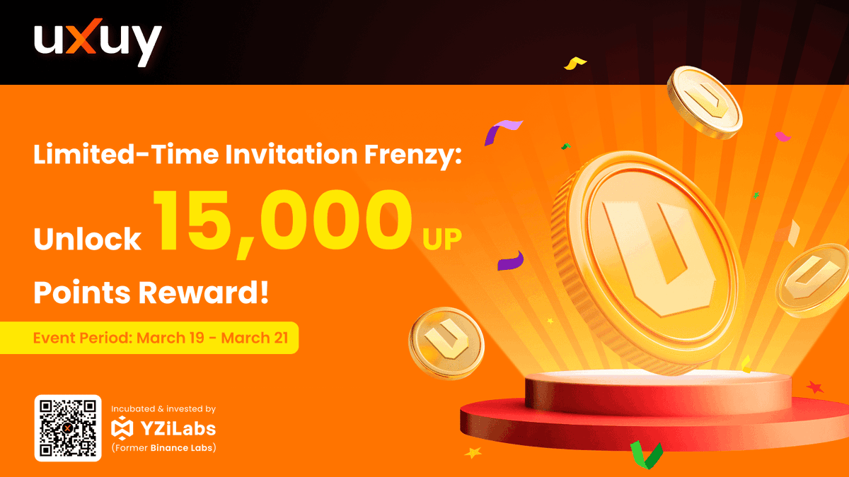 uxuycom's tweet photo. 🥳 Limited-Time Invitation Frenzy: Unlock 15,000 $UP Points Reward! 

Invite more than 5⃣ users to activate the UXUY wallet using your referral code and complete Farm payments during the event period to earn a 15,000 $UP Points reward!

How to Join:
✅ Follow @uxuycom
✅ Like + RT, comment your referral code
✅ Register here: https://t.co/vT9BC6OubK

🙋 Registration Period: 3/17 10:00 - 3/18 16:00 (UTC）
⏰ Event Period: 3/19 06:00 -3/21 10:00 (UTC)

Tips: Only users who register within the specified period can participate in this event!

#UP #uxuy