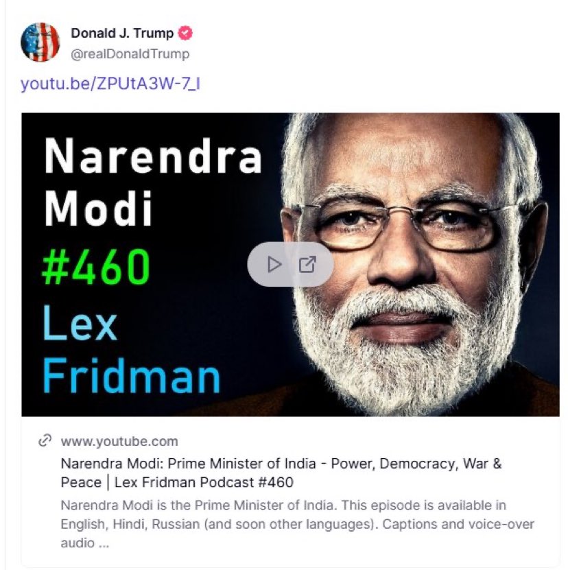 KarunaGopal1's tweet photo. PM @narendramodi ji’s podcast shared by President @realDonaldTrump https://t.co/c7mCYjBljQ