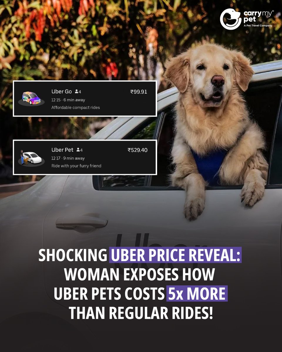 Carrymypet's tweet photo. A Gurugram woman claimed Uber Pets costs over five times a regular Uber Go ride. 
In a viral LinkedIn post, Anya Rao questioned whether this new service is really about convenience or just a luxury price tag.

#carrymypet #petrelocation #news https://t.co/AEH0nyanEE