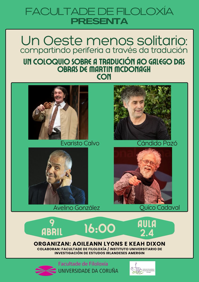 Don´t miss it. Free entry, next 9th April at 16:00, Faculty of Philology, UDC (2.4 class).