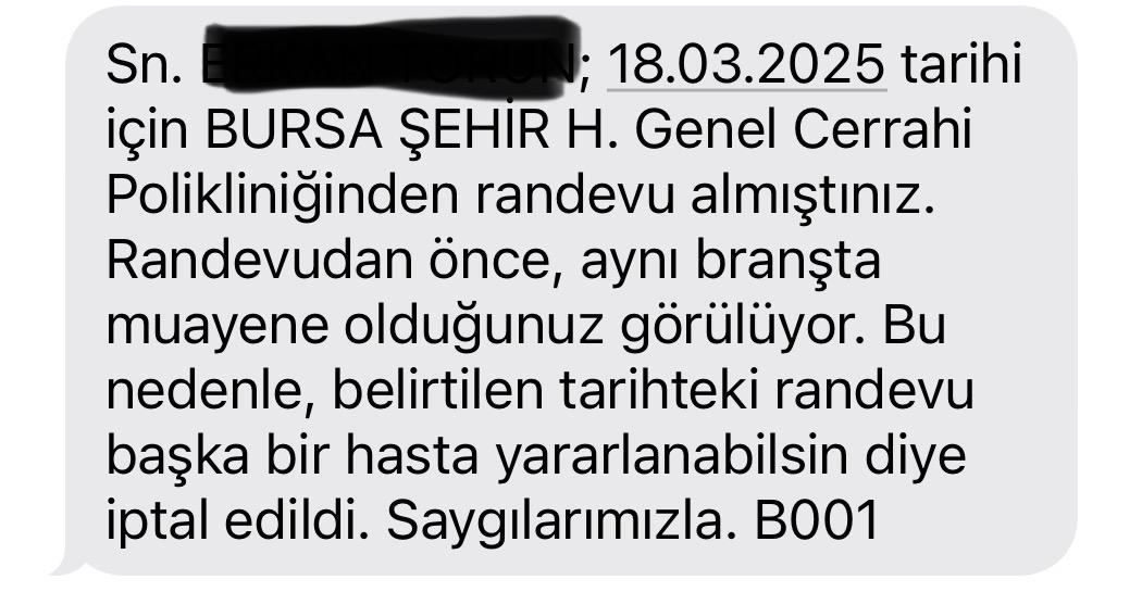 erkantrn's tweet photo. Muayene olmadığım halde aşağıdaki mesaj ile bin bir uğraş ile aldığım randevum iptal ediliyor. Nedenini öğrenmek için 182 hattını aradığım da 17 dk beklemeden sonra hat kapanıyor. Vatandaş sorununu nasıl çözecek hakkını nerde arayacak https://t.co/Y7xORgWvXN