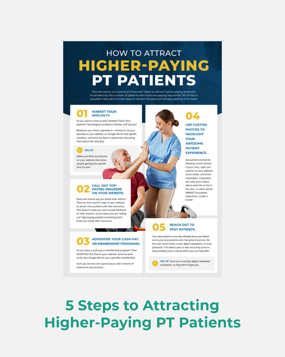 PracticePromos's tweet image. Are you a PT owner eager to elevate your marketing strategy and attract higher-paying new patients while re-engaging former clients? Unlock the potential of your practice with these FREE Pieces of PT Marketing Gold!

Visit PracticePromotions.Net/Downloads now!
