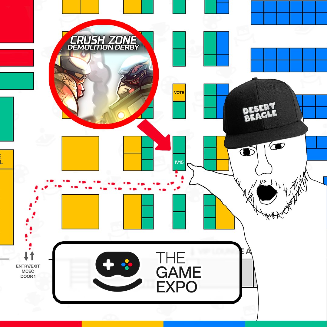🚨NEW MAP JUST DROPPED🚨 … and it’s Booth IV15 at <a href="/TheGameExpo/">TheGameExpo - TGX</a>!

Come crash with us this weekend!
📍 Booth IV15
🕙 Saturday: 10 AM - 6 PM
🕙 Sunday: 10 AM - 5 PM

See you there! 🏎🏁
#TGX #TGX2025 #CrushZoneDemolitionDerby #DesertBeagle #IndieGames