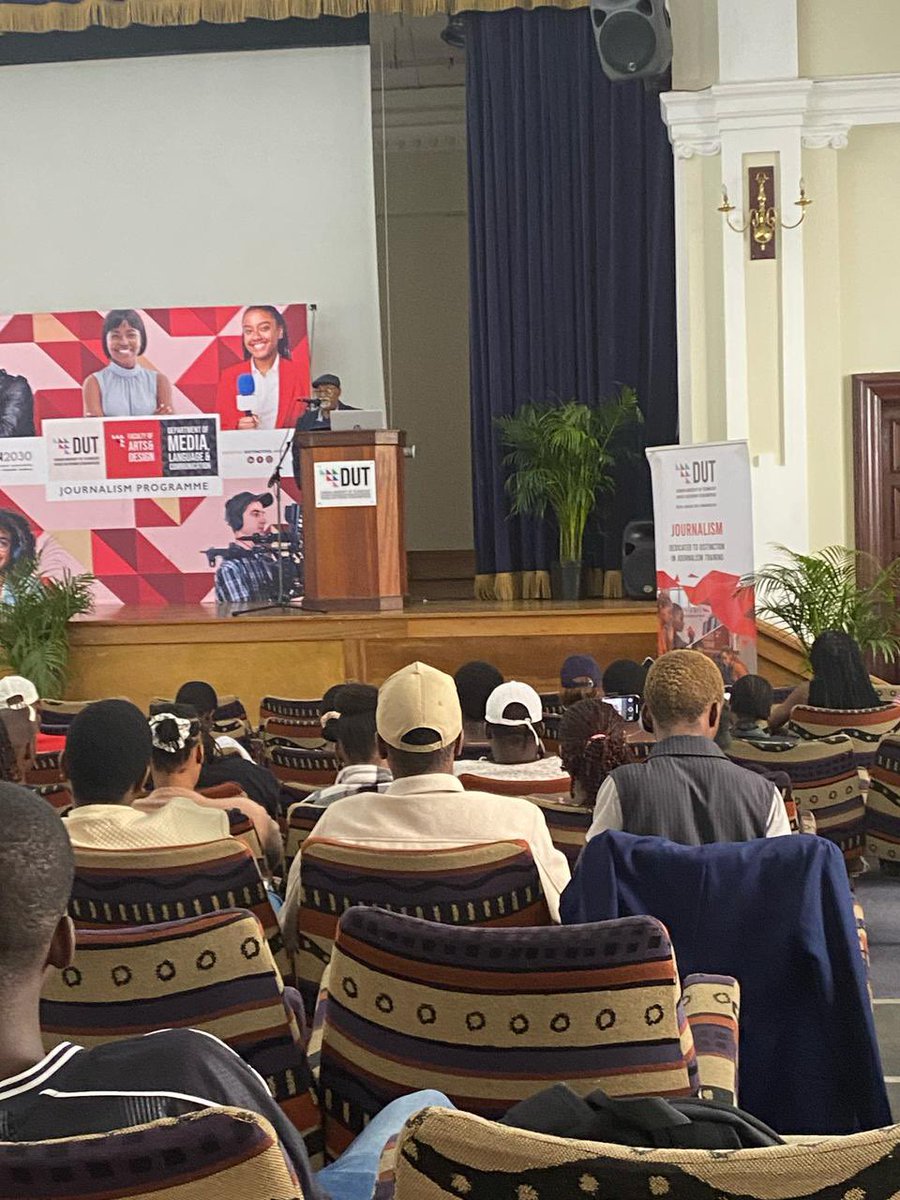 David Gengan introduces Dr Johnny Mack guest speaker for the media lecture .#MahatmaGandhiMediaLecture #DutJournalism #Media