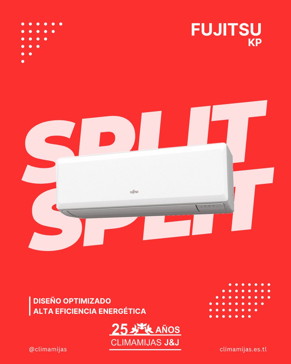 Climamijas's tweet photo. ❤️ La serie KP de @fujitsu_clima es uno de equipos más demandados por nuestros clientes. Un split que aporta tranquidad y silencio en cualquier lugar 👍

❄️ Su diseño se encuentra optimizado y con un máximo rendimiento.

ℹ️ + info en https://t.co/up3ofIU83h https://t.co/Gv8y9GnbXP