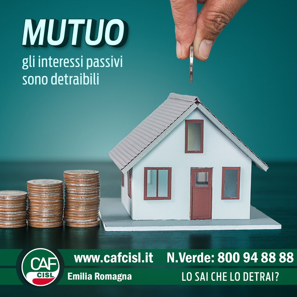 Hai un mutuo attivo sulla casa? 
🏠 Se hai un mutuo per l'acquisto, la costruzione o la ristrutturazione della tua casa, gli interessi passivi sono detraibili. 
📲vicinidicaf.it