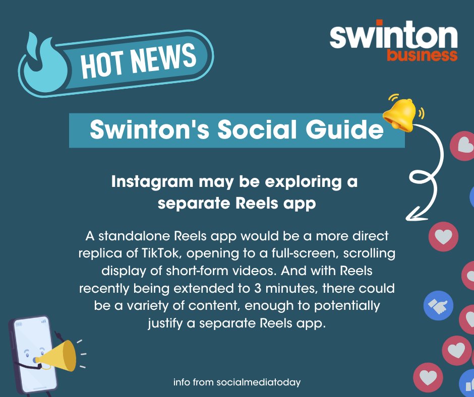 Have you heard? 👂🏻 Instagram is considering launching a new app to rival TikTok 👀 What are your thoughts?
