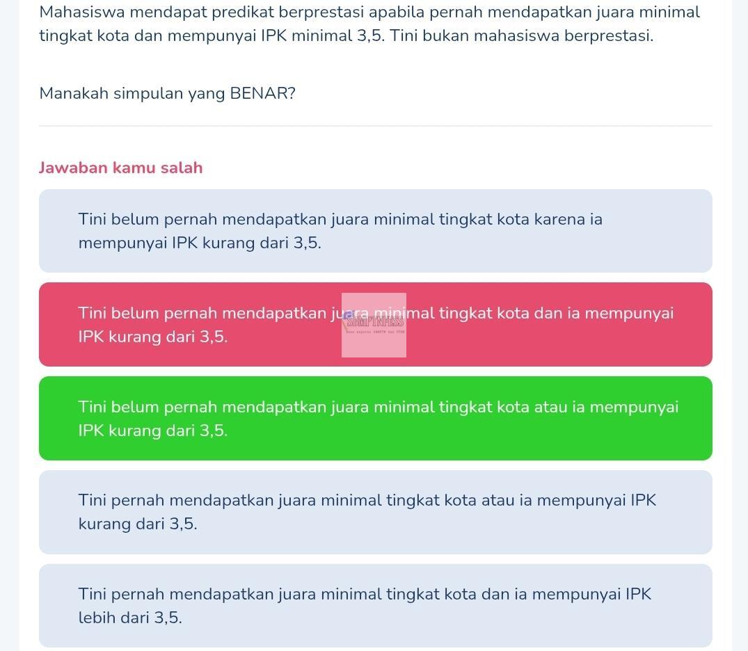 sbmptnfess's tweet photo. ptn!  *ini kenapa jwbnnya c yaa?? kalau negasi berarti "atau" jd "dan" kh? https://t.co/VRq00gpzN0